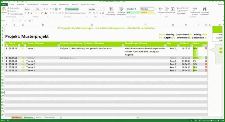 Vorlage to Do Liste Excel Gratis
