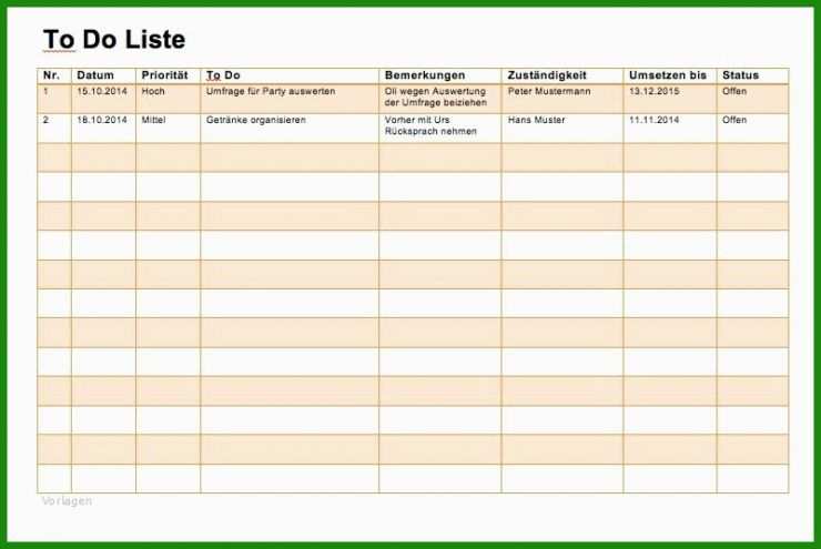 Vorlage to Do Liste Word