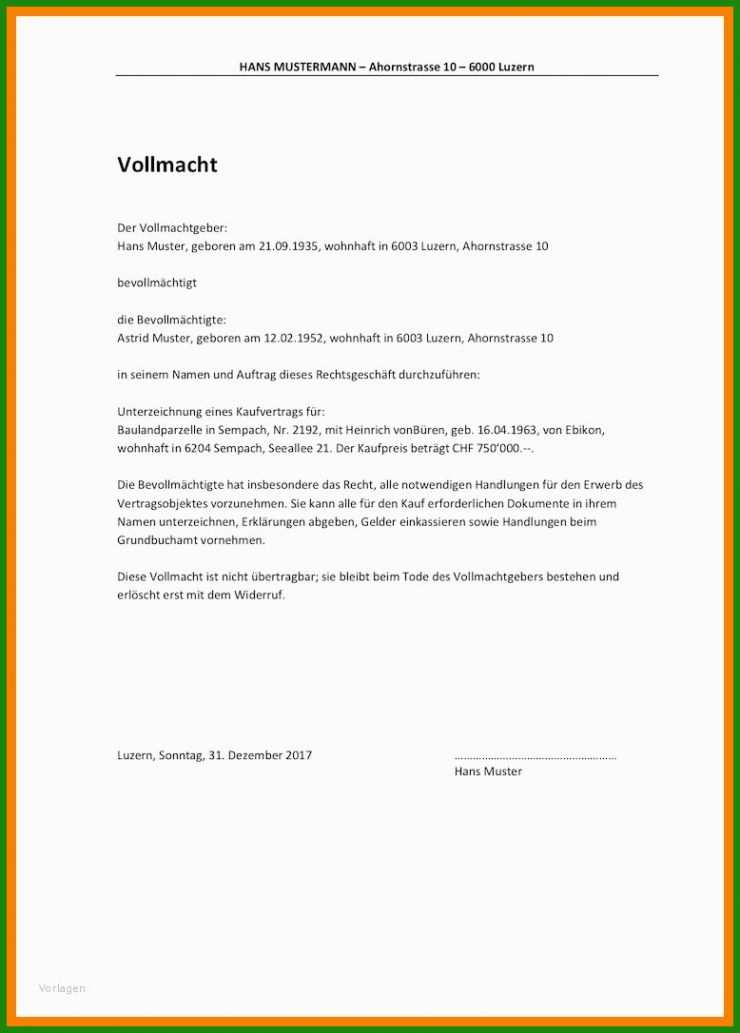 Vorlage Vollmacht Brief 5 Vorlage Vollmacht Brief