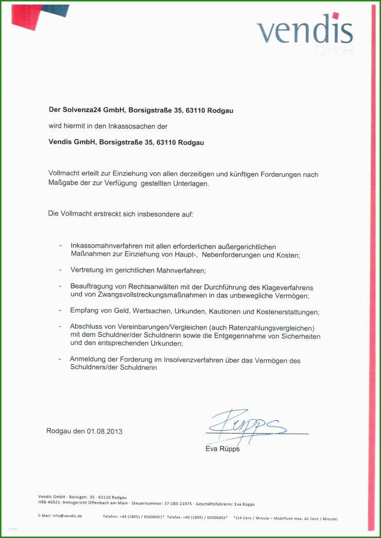 Vorlage Vollmacht Post