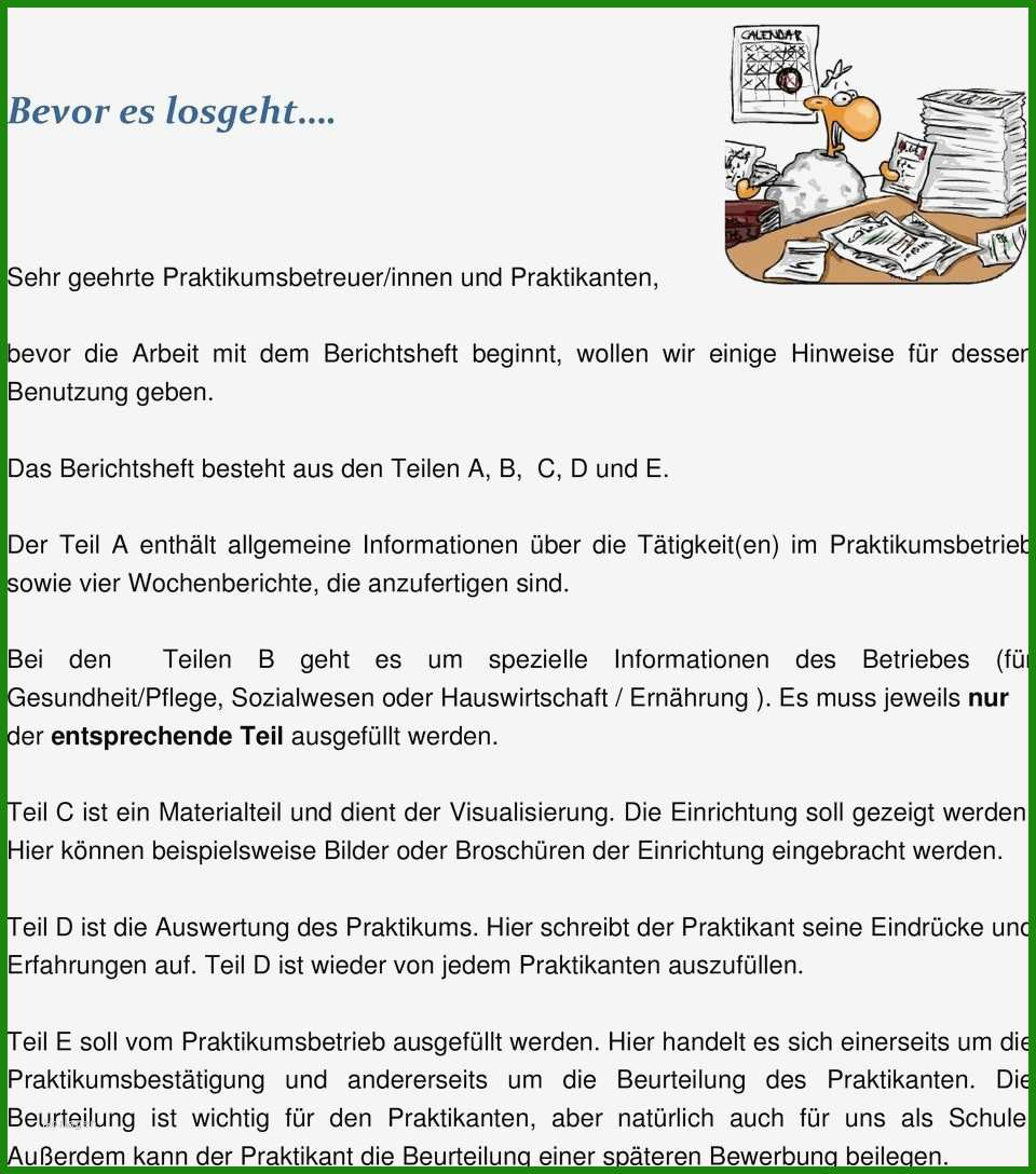 Vorlage Wochenbericht Praktikum