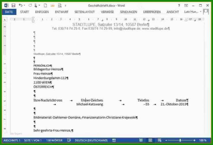 Vorlage Word Brief Din 5008