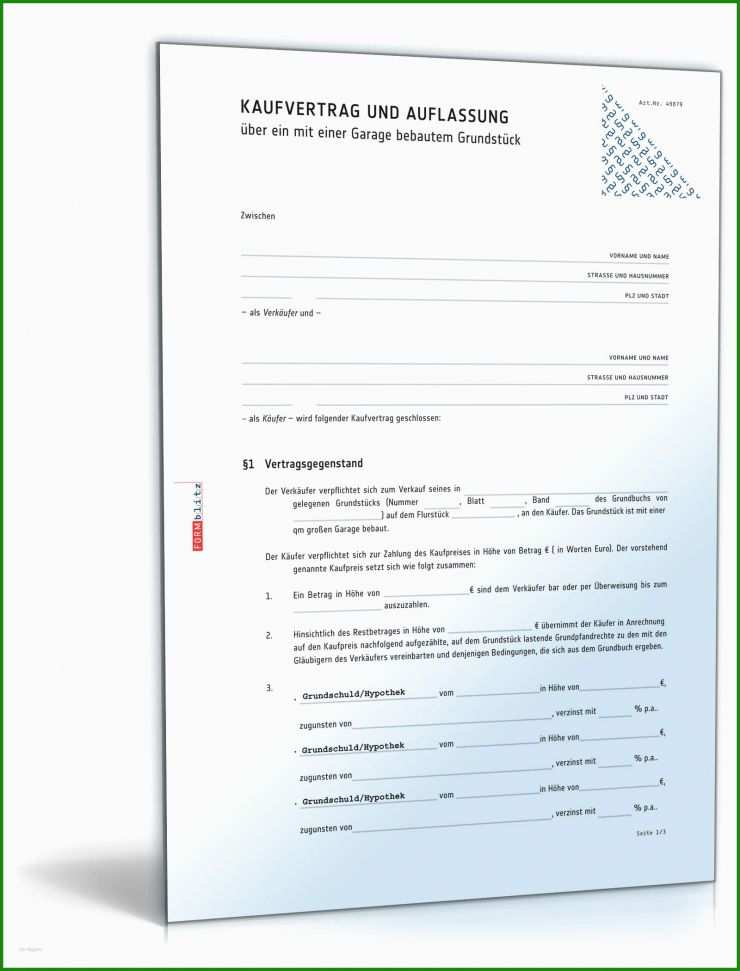 Vorläufiger Kaufvertrag Grundstück Muster