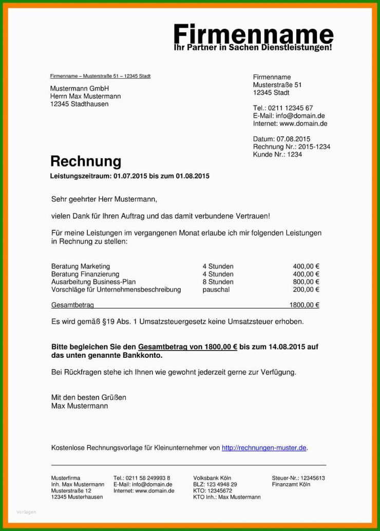 Website Rechnung Muster