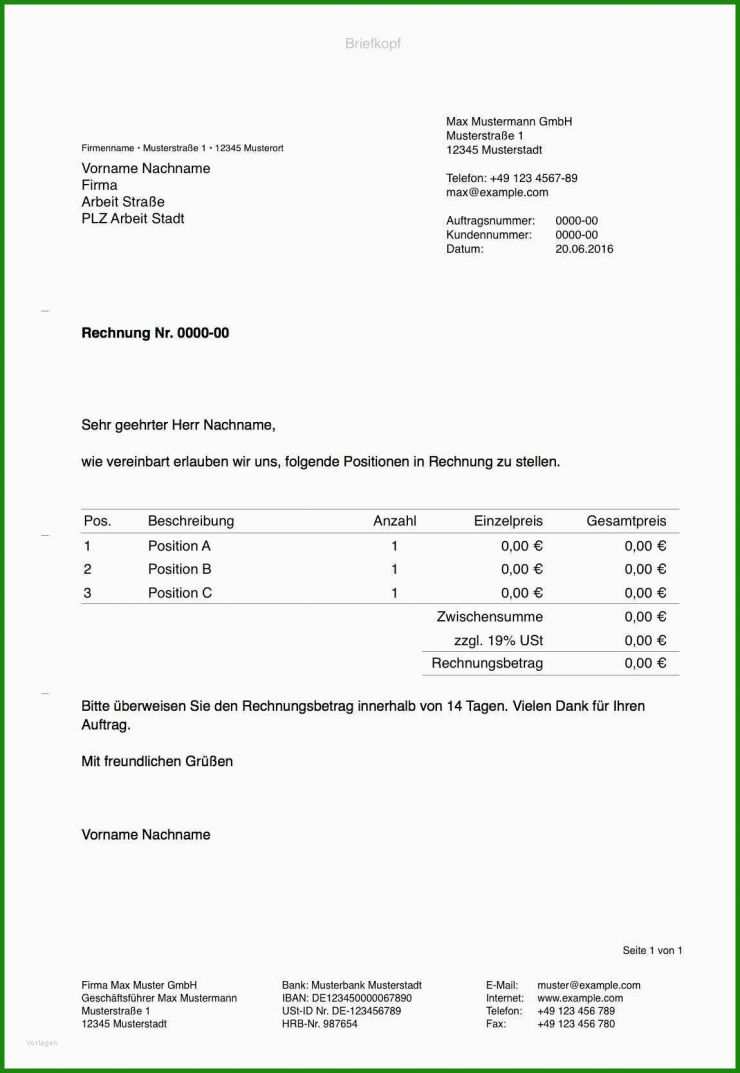 Weiterbelastung Rechnung Muster