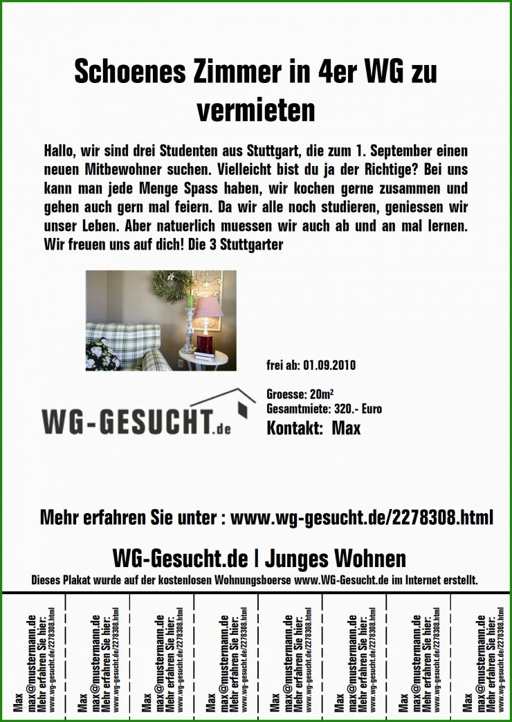 Wg Zimmer Untermietvertrag Vorlage