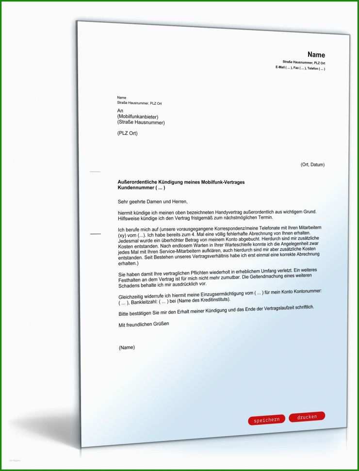 Widerruf Rechnung Vorlage