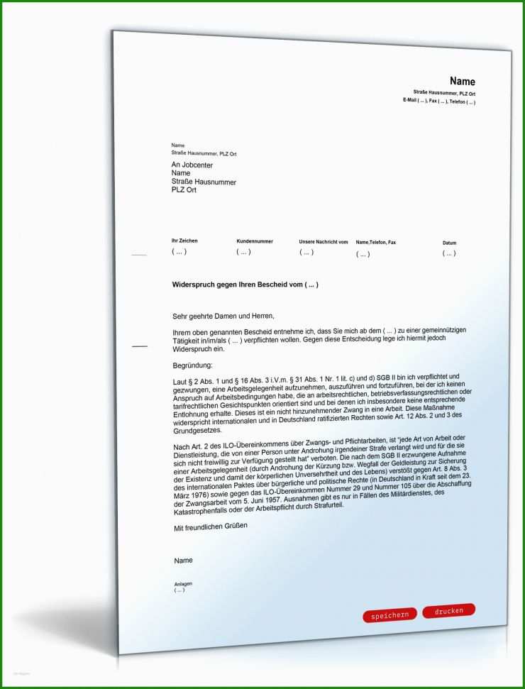 Widerspruch Muster Rechnung