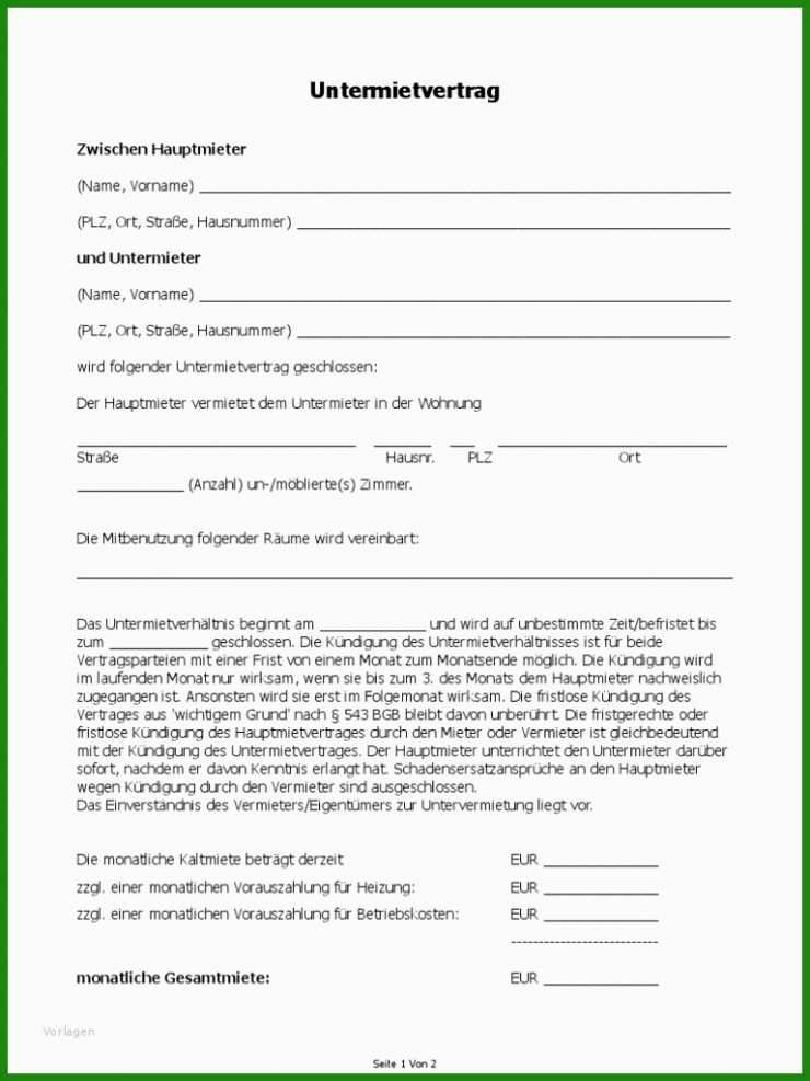 Wohngemeinschaft Mietvertrag Muster