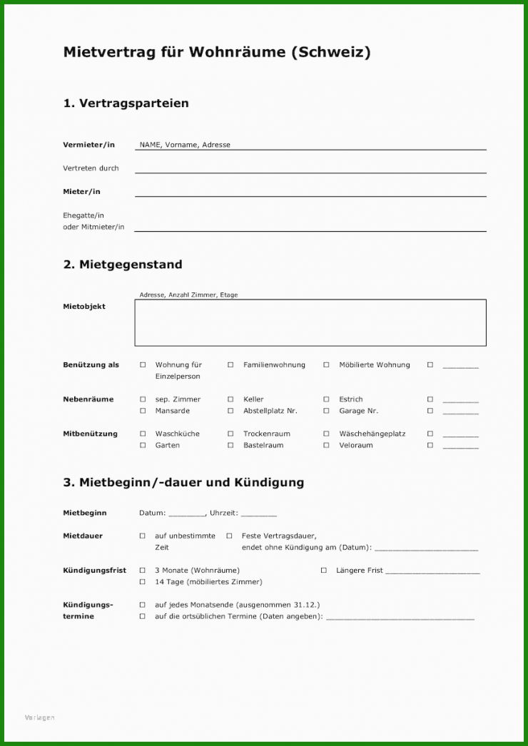 Wohnung Mietvertrag Muster