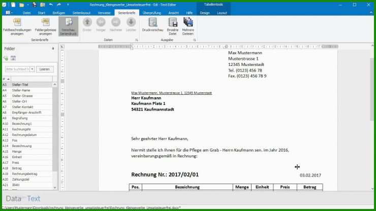 Word Vorlage Rechnung Automatischer Berechnung