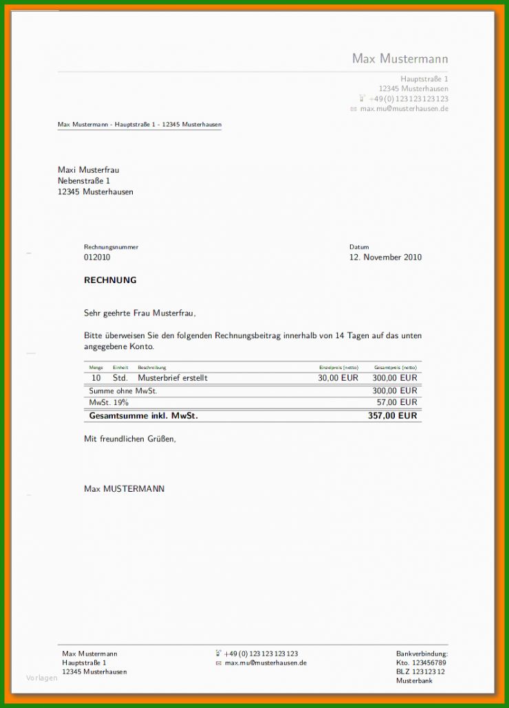Word Vorlage Rechnung Download