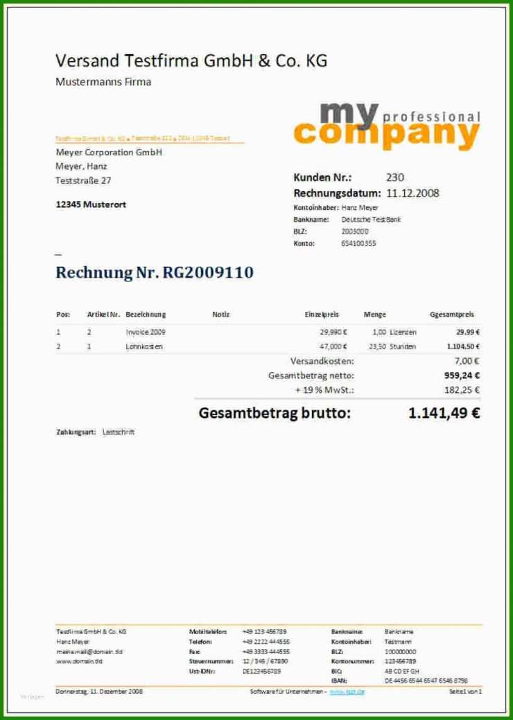 X-rechnung Muster