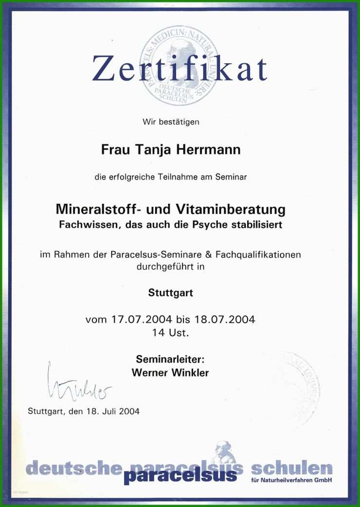 Zertifikat Praktikum Vorlage