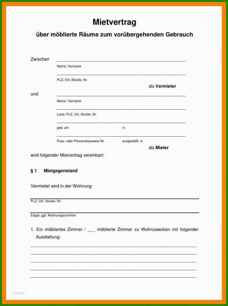 Zimmer Mietvertrag Muster