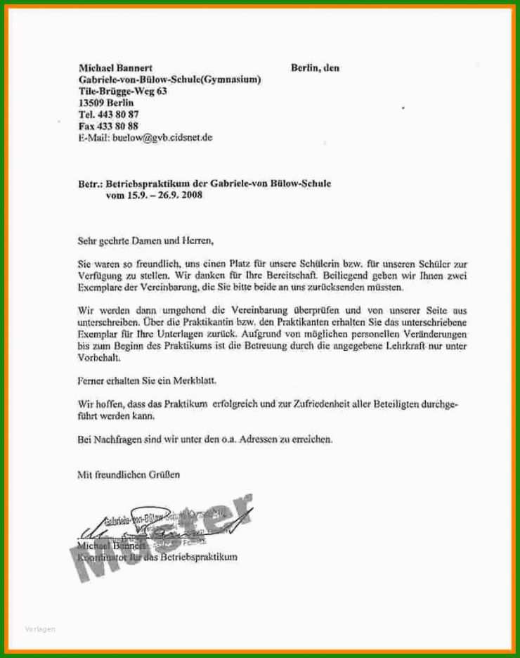 Zusage Brief Muster 1 Zusage Brief Muster